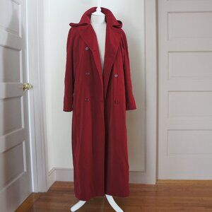 Preston & York Long Red Hooded Double Breasted Winter Trench Rain Coat Size 6